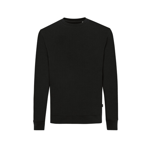 IQONIQ Zion Rundhals-Sweater aus recycelter Baumwolle schwarz bedrucken, Art.-Nr. T9300.001.XS