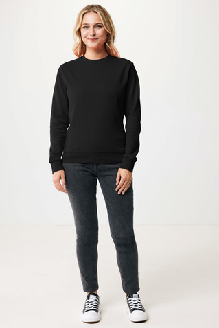 IQONIQ Zion Rundhals-Sweater aus recycelter Baumwolle schwarz bedrucken, Art.-Nr. T9300.001.XS