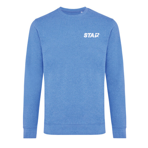 IQONIQ Denali ungefärbt. Rundhals-Sweater aus recycelter BW heather blue bedrucken, Art.-Nr. T9301.024.XS
