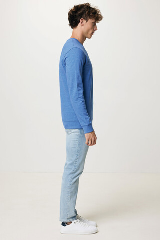 IQONIQ Denali ungefärbt. Rundhals-Sweater aus recycelter BW heather blue bedrucken, Art.-Nr. T9301.024.XS