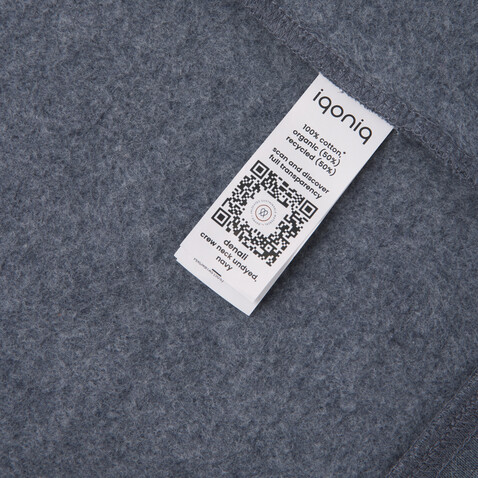 IQONIQ Denali ungefärbt. Rundhals-Sweater aus recycelter BW heather navy bedrucken, Art.-Nr. T9301.016.XXS