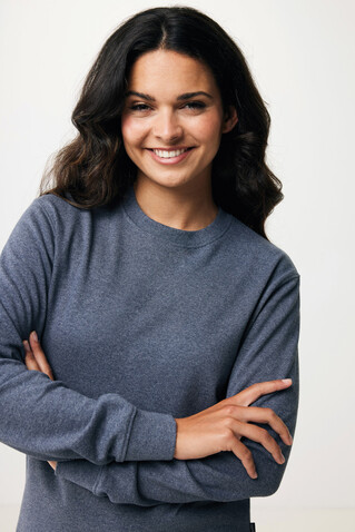 IQONIQ Denali ungefärbt. Rundhals-Sweater aus recycelter BW heather navy bedrucken, Art.-Nr. T9301.016.XXS