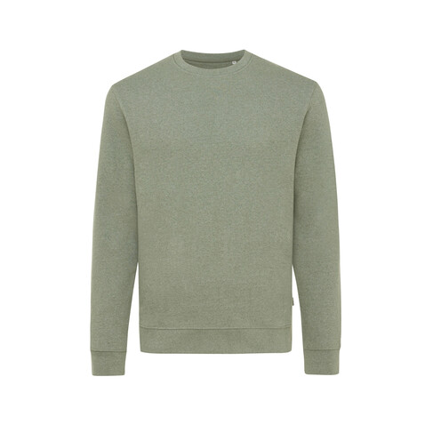 IQONIQ Denali ungefärbt. Rundhals-Sweater aus recycelter BW heather green bedrucken, Art.-Nr. T9301.015.L