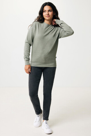 IQONIQ Denali ungefärbt. Rundhals-Sweater aus recycelter BW heather green bedrucken, Art.-Nr. T9301.015.L