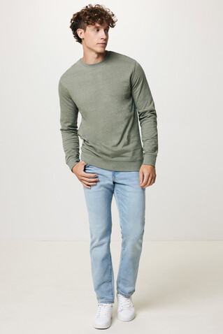 IQONIQ Denali ungefärbt. Rundhals-Sweater aus recycelter BW heather green bedrucken, Art.-Nr. T9301.015.L