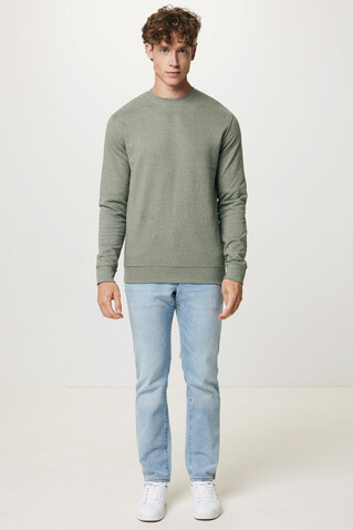 IQONIQ Denali ungefärbt. Rundhals-Sweater aus recycelter BW heather green bedrucken, Art.-Nr. T9301.015.L