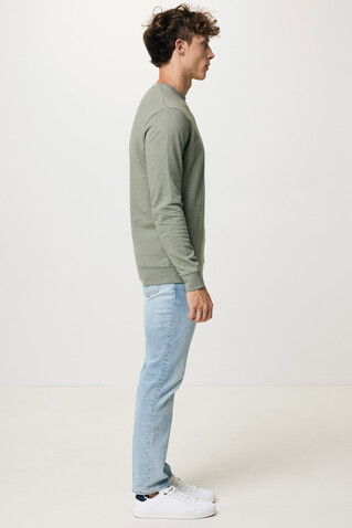 IQONIQ Denali ungefärbt. Rundhals-Sweater aus recycelter BW heather green bedrucken, Art.-Nr. T9301.015.L