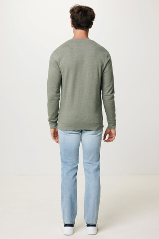 IQONIQ Denali ungefärbt. Rundhals-Sweater aus recycelter BW heather green bedrucken, Art.-Nr. T9301.015.L