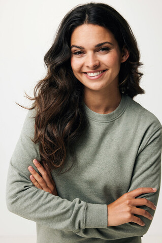 IQONIQ Denali ungefärbt. Rundhals-Sweater aus recycelter BW heather green bedrucken, Art.-Nr. T9301.015.L