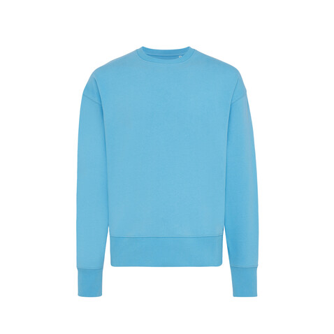 IQONIQ Kruger Relax-Rundhals-Sweater aus recycelt. Baumwolle tranquil blue bedrucken, Art.-Nr. T9302.010.L