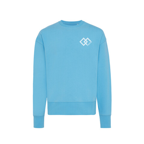 IQONIQ Kruger Relax-Rundhals-Sweater aus recycelt. Baumwolle tranquil blue bedrucken, Art.-Nr. T9302.010.L