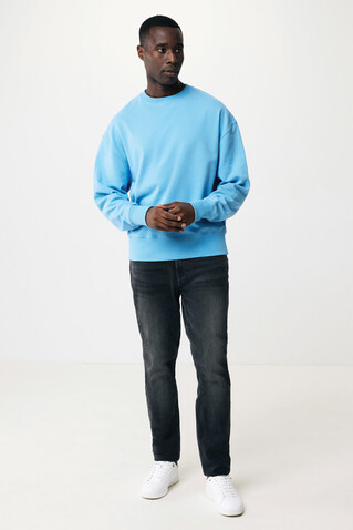 IQONIQ Kruger Relax-Rundhals-Sweater aus recycelt. Baumwolle tranquil blue bedrucken, Art.-Nr. T9302.010.L