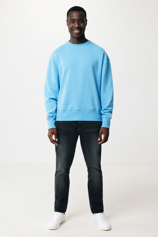 IQONIQ Kruger Relax-Rundhals-Sweater aus recycelt. Baumwolle tranquil blue bedrucken, Art.-Nr. T9302.010.L