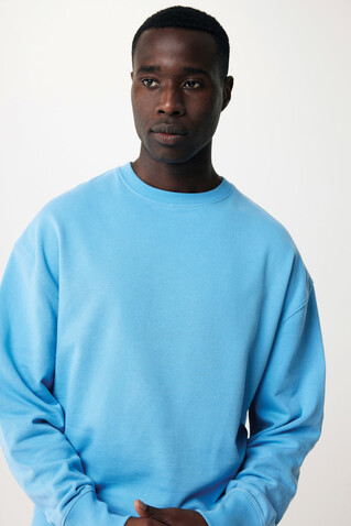 IQONIQ Kruger Relax-Rundhals-Sweater aus recycelt. Baumwolle tranquil blue bedrucken, Art.-Nr. T9302.010.L