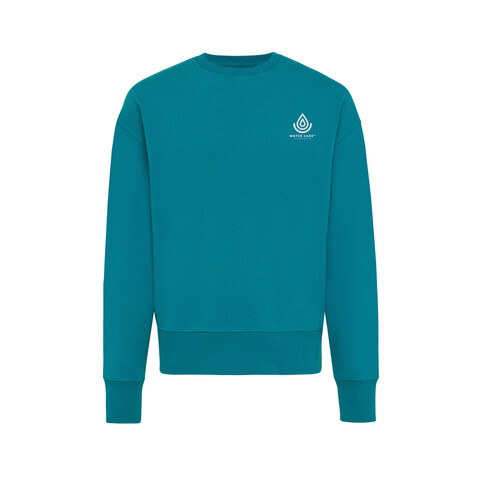 IQONIQ Kruger Relax-Rundhals-Sweater aus recycelt. Baumwolle verdigris bedrucken, Art.-Nr. T9302.009.XL