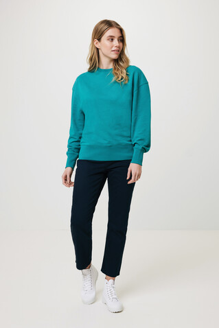 IQONIQ Kruger Relax-Rundhals-Sweater aus recycelt. Baumwolle verdigris bedrucken, Art.-Nr. T9302.009.XL
