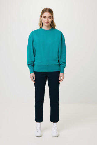 IQONIQ Kruger Relax-Rundhals-Sweater aus recycelt. Baumwolle verdigris bedrucken, Art.-Nr. T9302.009.XL