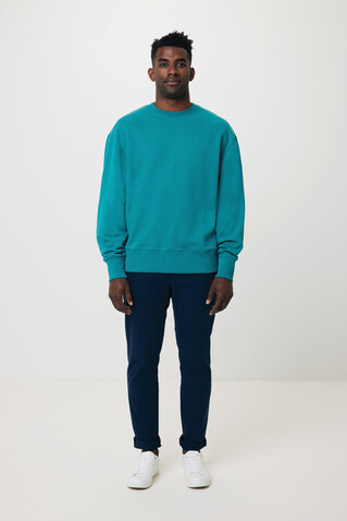 IQONIQ Kruger Relax-Rundhals-Sweater aus recycelt. Baumwolle verdigris bedrucken, Art.-Nr. T9302.009.XL