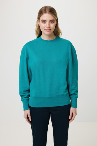 IQONIQ Kruger Relax-Rundhals-Sweater aus recycelt. Baumwolle verdigris bedrucken, Art.-Nr. T9302.009.XL