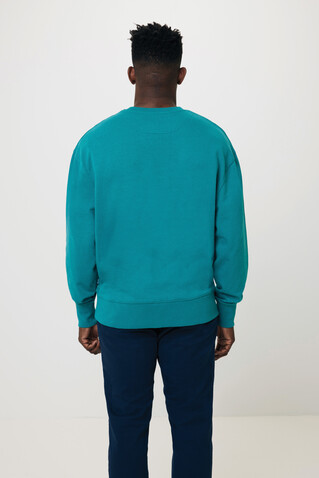 IQONIQ Kruger Relax-Rundhals-Sweater aus recycelt. Baumwolle verdigris bedrucken, Art.-Nr. T9302.009.XL
