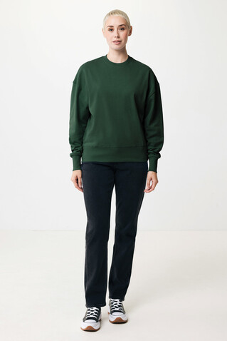 IQONIQ Kruger Relax-Rundhals-Sweater aus recycelt. Baumwolle forest green bedrucken, Art.-Nr. T9302.005.XXS