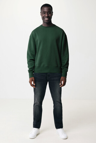 IQONIQ Kruger Relax-Rundhals-Sweater aus recycelt. Baumwolle forest green bedrucken, Art.-Nr. T9302.005.XXS