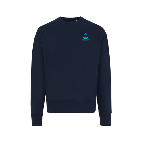 IQONIQ Kruger Relax-Rundhals-Sweater aus recycelt. Baumwolle navy blau bedrucken, Art.-Nr. T9302.002.XS