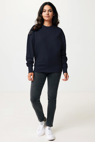 IQONIQ Kruger Relax-Rundhals-Sweater aus recycelt. Baumwolle navy blau bedrucken, Art.-Nr. T9302.002.XS