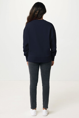 IQONIQ Kruger Relax-Rundhals-Sweater aus recycelt. Baumwolle navy blau bedrucken, Art.-Nr. T9302.002.XS