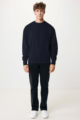 IQONIQ Kruger Relax-Rundhals-Sweater aus recycelt. Baumwolle navy blau bedrucken, Art.-Nr. T9302.002.XS