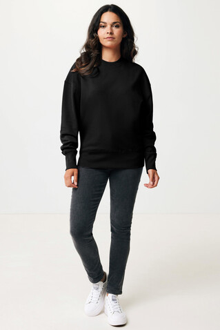 IQONIQ Kruger Relax-Rundhals-Sweater aus recycelt. Baumwolle schwarz bedrucken, Art.-Nr. T9302.001.S