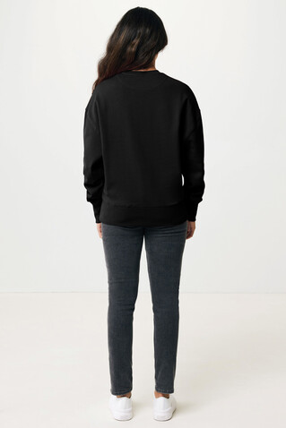 IQONIQ Kruger Relax-Rundhals-Sweater aus recycelt. Baumwolle schwarz bedrucken, Art.-Nr. T9302.001.S