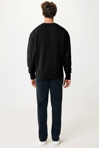 IQONIQ Kruger Relax-Rundhals-Sweater aus recycelt. Baumwolle schwarz bedrucken, Art.-Nr. T9302.001.S