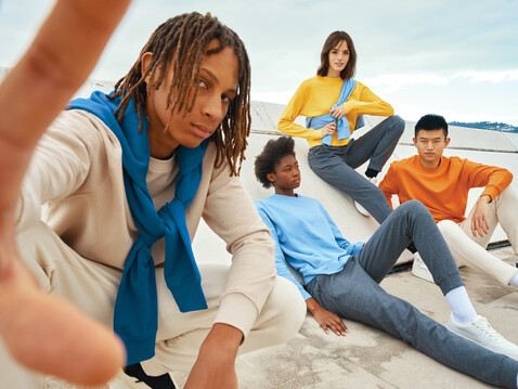 IQONIQ Etosha Lightweight Sweater aus recycelter Baumwolle gelb bedrucken, Art.-Nr. T9303.045.XXL