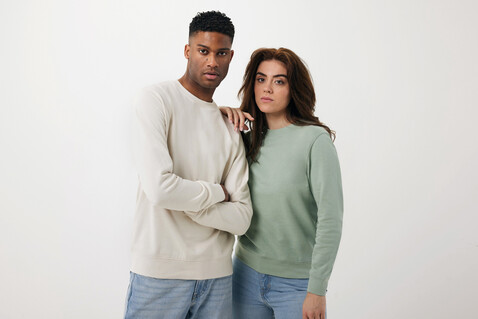 IQONIQ Etosha Lightweight Sweater aus recycelter Baumwolle ivory white bedrucken, Art.-Nr. T9303.040.M