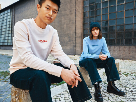 IQONIQ Etosha Lightweight Sweater aus recycelter Baumwolle sky blue bedrucken, Art.-Nr. T9303.022.XXXL
