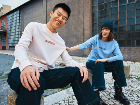 IQONIQ Etosha Lightweight Sweater aus recycelter Baumwolle sky blue bedrucken, Art.-Nr. T9303.022.XXXL