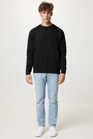 IQONIQ Etosha Lightweight Sweater aus recycelter Baumwolle schwarz bedrucken, Art.-Nr. T9303.001.XL