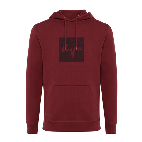 IQONIQ Jasper Hoodie aus recycelter Baumwolle burgunderrot bedrucken, Art.-Nr. T9400.007.XXXL