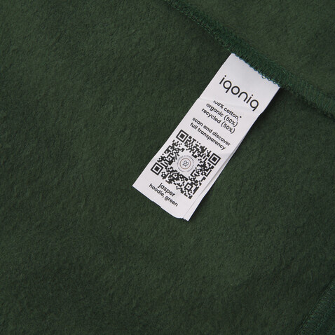 IQONIQ Jasper Hoodie aus recycelter Baumwolle forest green bedrucken, Art.-Nr. T9400.005.XXS