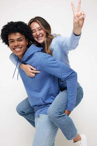 IQONIQ Torres ungefärbter Hoodie aus recycelter Baumwolle heather blue bedrucken, Art.-Nr. T9401.024.M IQONIQ Torres ungefärbter Hoodie aus recycelter Baumwolle heather blue bedrucken, Art.-Nr. T9401.024.M