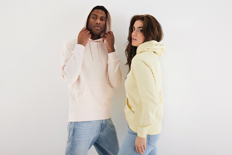 IQONIQ Rila Lightweight Hoodie aus recycelter Baumwolle cloud pink bedrucken, Art.-Nr. T9404.039.S