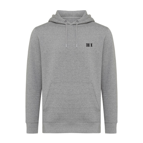 IQONIQ Rila Lightweight Hoodie aus recycelter Baumwolle light heather anthracite bedrucken, Art.-Nr. T9404.034.XXS