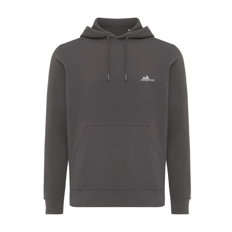IQONIQ Rila Lightweight Hoodie aus recycelter Baumwolle anthrazit bedrucken, Art.-Nr. T9404.019.XS