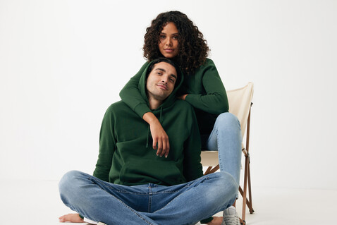 IQONIQ Rila Lightweight Hoodie aus recycelter Baumwolle forest green bedrucken, Art.-Nr. T9404.005.S