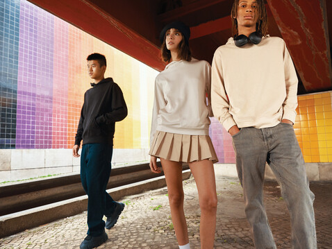 IQONIQ Yengo Hoodie mit Seitentaschen aus rec. Baumwolle ivory white bedrucken, Art.-Nr. T9405.040.XXXL