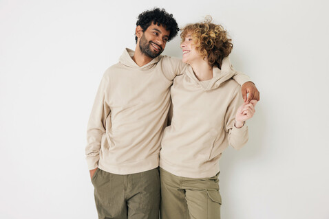 IQONIQ Yengo Hoodie mit Seitentaschen aus rec. Baumwolle desert bedrucken, Art.-Nr. T9405.006.XL