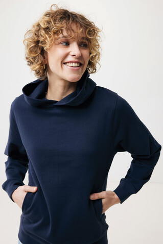 IQONIQ Yengo Hoodie mit Seitentaschen aus rec. Baumwolle navy blau bedrucken, Art.-Nr. T9405.002.5XL