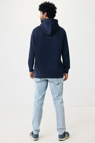 IQONIQ Yengo Hoodie mit Seitentaschen aus rec. Baumwolle navy blau bedrucken, Art.-Nr. T9405.002.5XL
