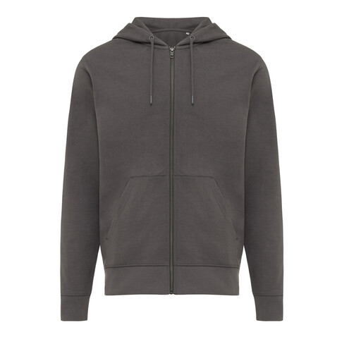 IQONIQ Abisko Zip-Kapuzenpullover aus recycelter Baumwolle anthrazit bedrucken, Art.-Nr. T9600.019.M